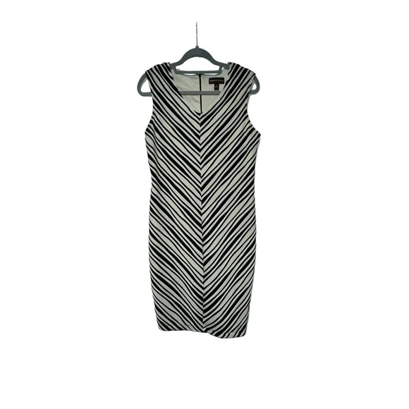 Dana Buchman Black Zebra V-Striped Sleeveless Dress Size M‎ - Picture 1 of 3